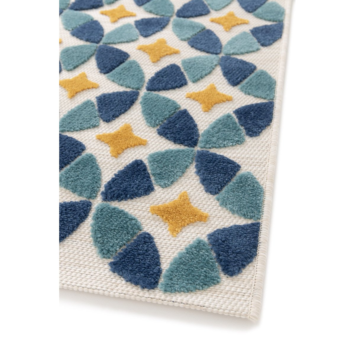 Tapis intérieur extérieur avec effet sculpté LISBONNE bleu naturel, AFK LIVING