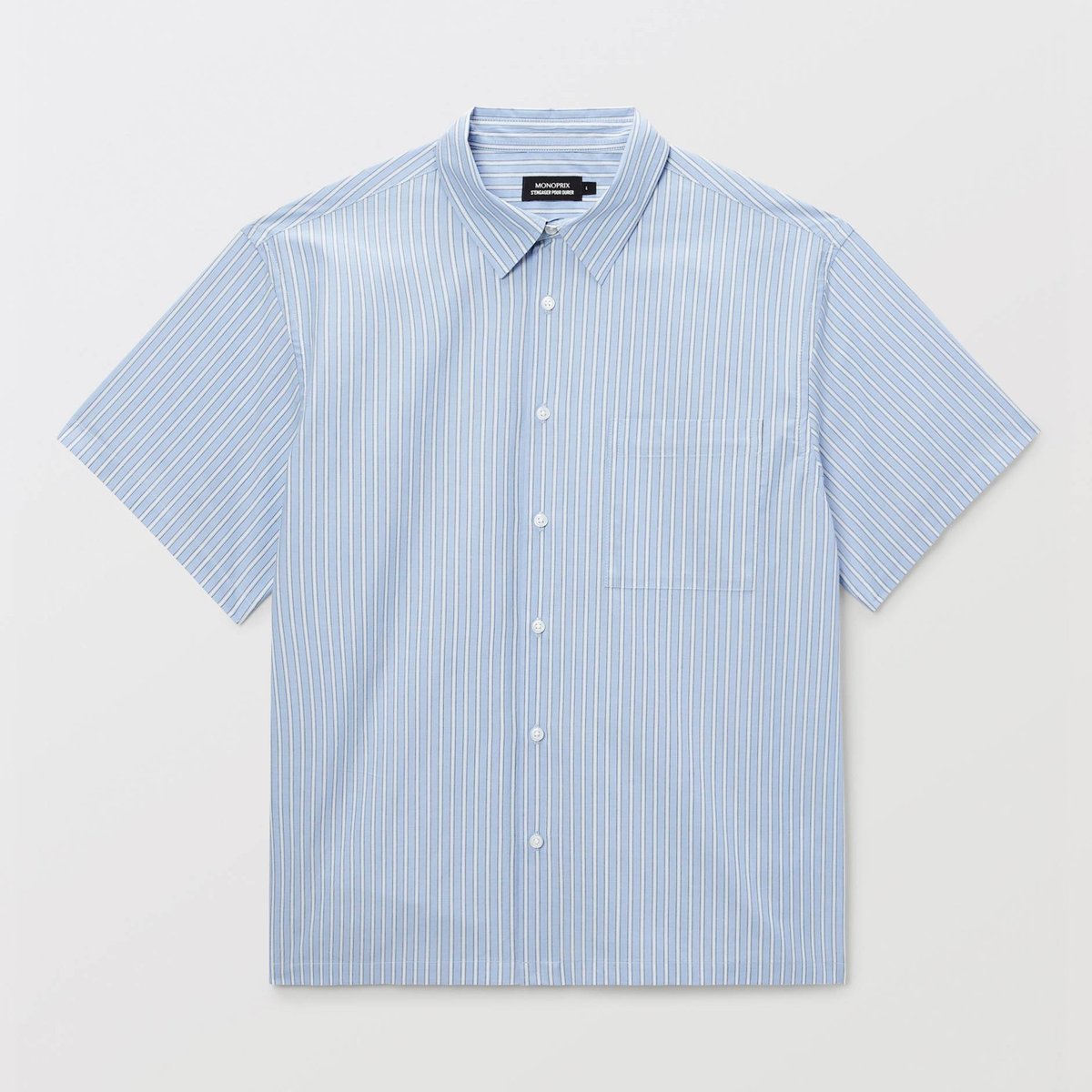 Chemise manches courtes rayée en coton bio GOTS riviera, MONOPRIX