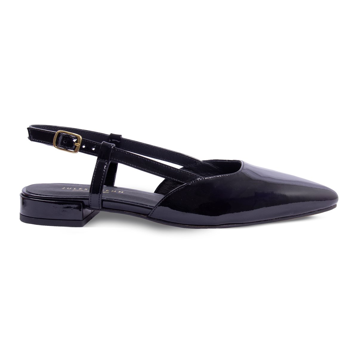 Ballerines slingback Elise cuir vernis noir, JULES & JENN