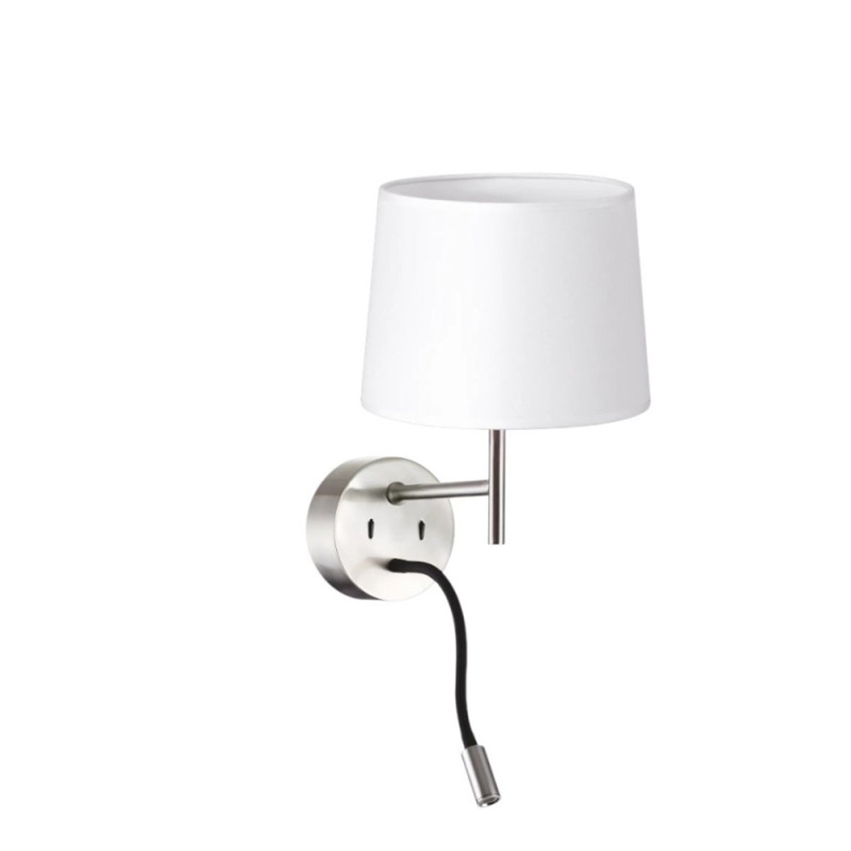 Applique murale nickel mat Liseuse Abat-jour blanc Mathy nickel mat, MILLUMINE