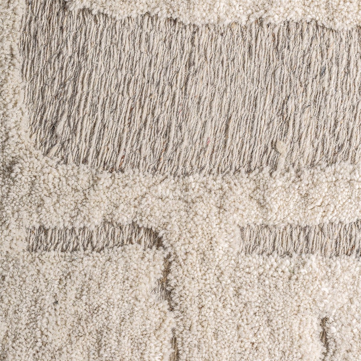 Tableau abstrait en coton et jute beige naturel et bois clair, RECOLLECTION