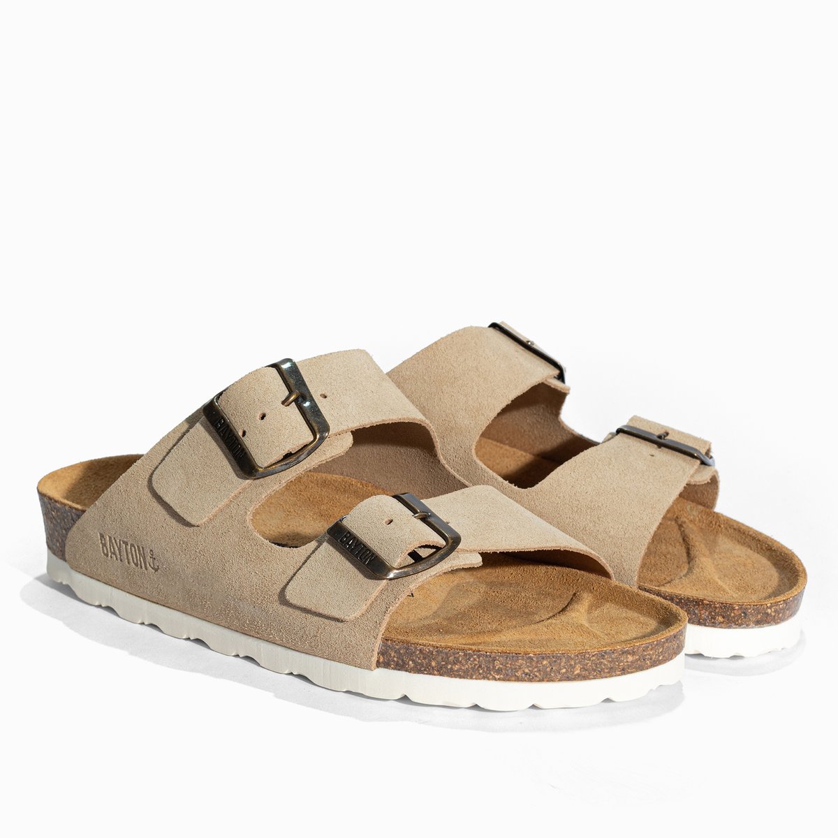 Sandales en cuir suedé ATLAS beige, BAYTON