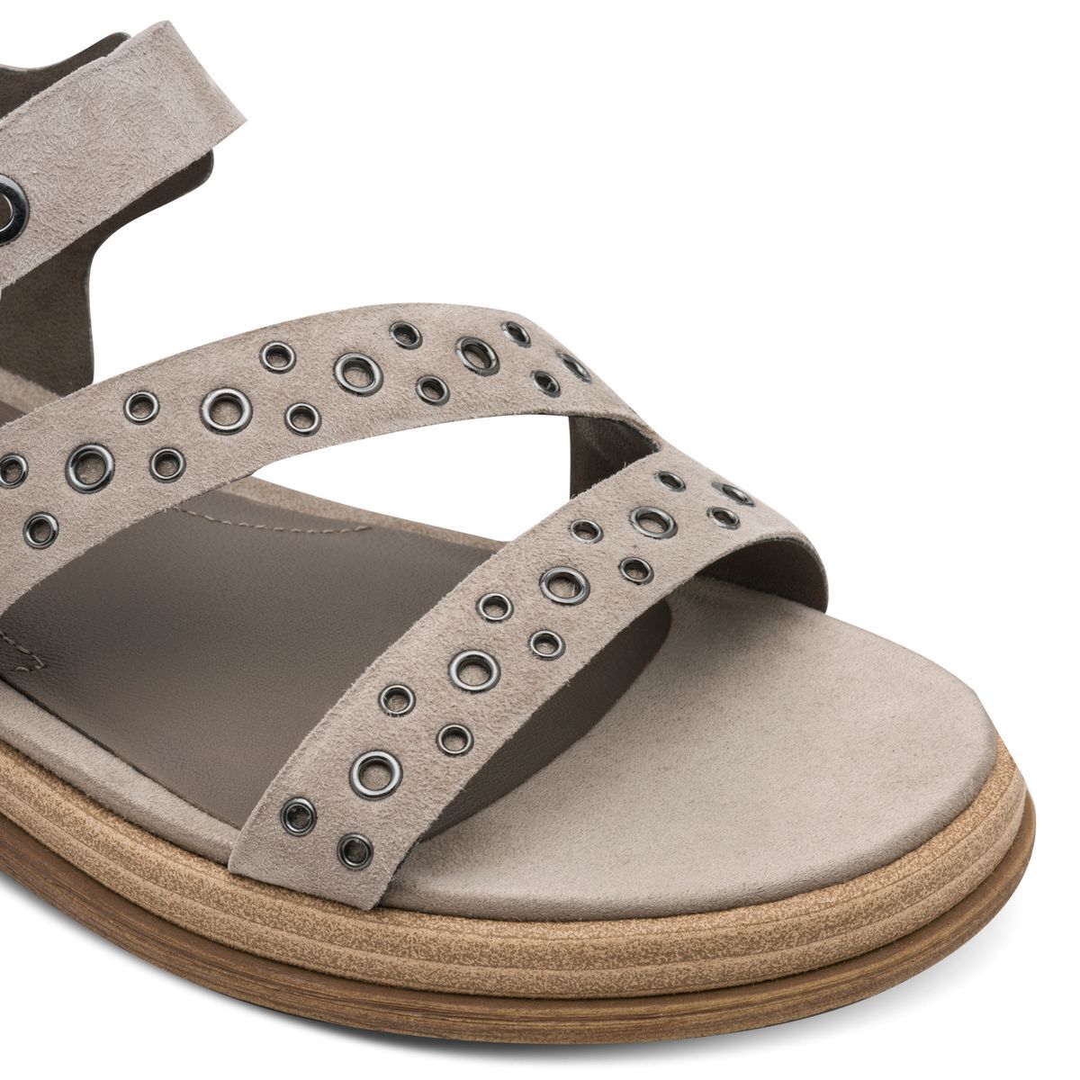 Sandale à talon en cuir marron taupe, TAMARIS