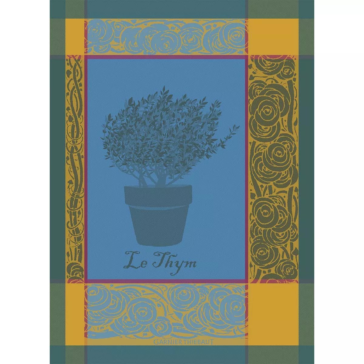 Torchon pur coton THYM bleu aster, GARNIER THIEBAUT