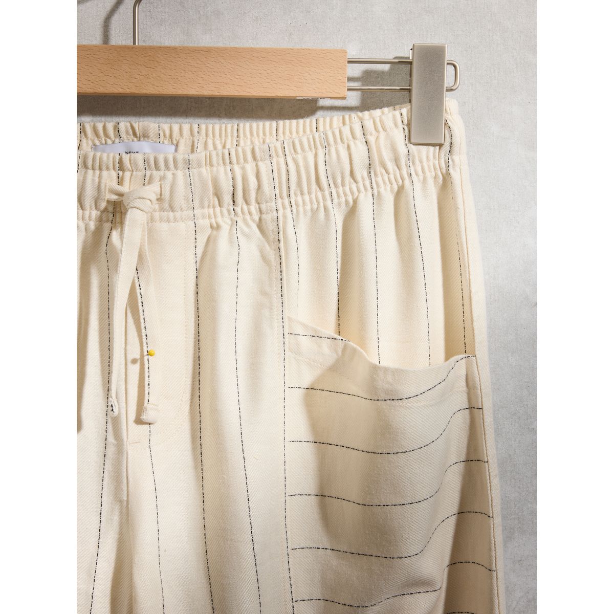 Pantalon d’intérieur en lin mélangé rayure crème, NEXT