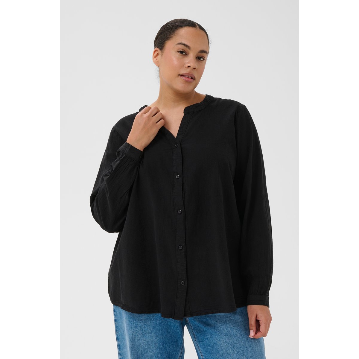 Chemise à manches longues noir black deep, KAFFE CURVE