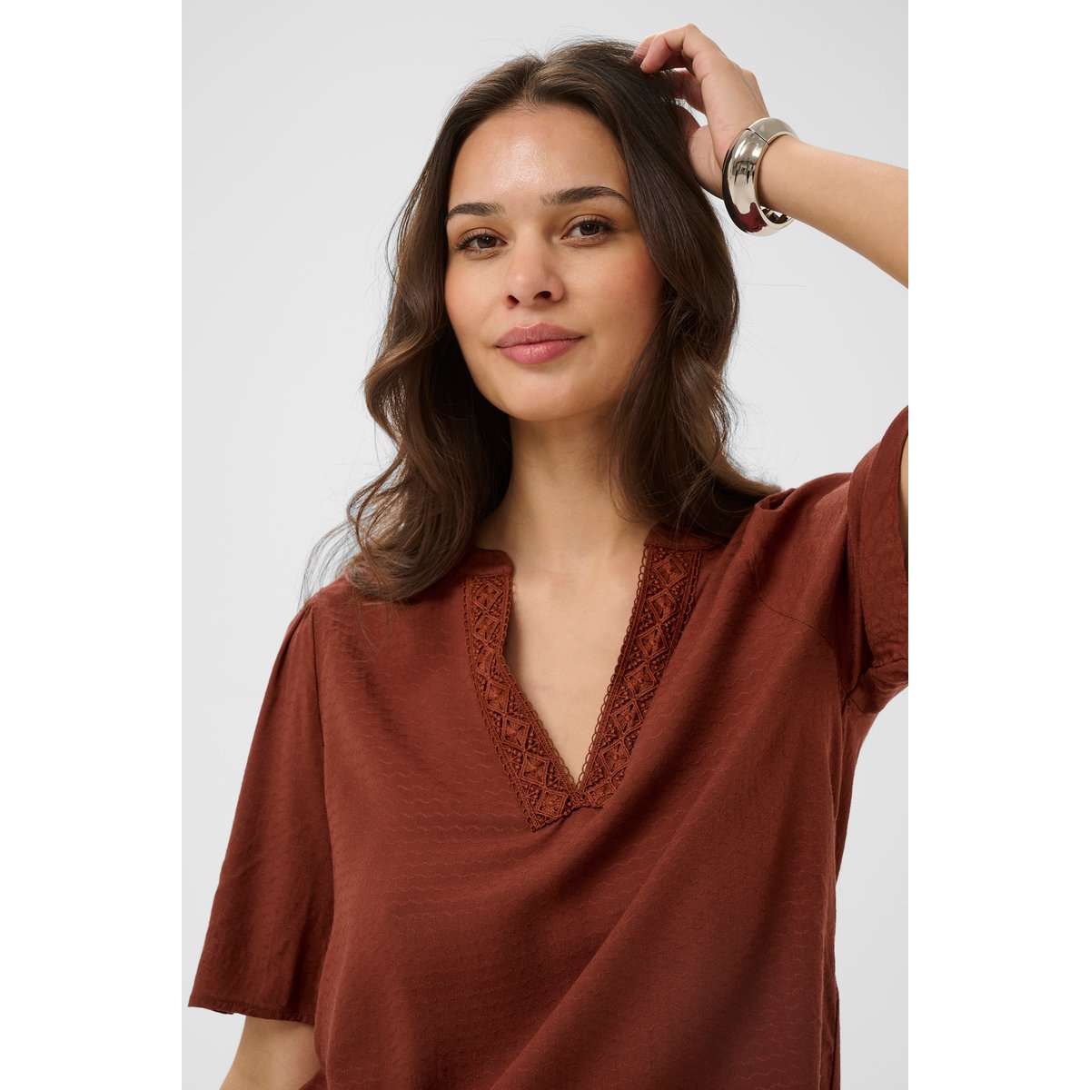 Blouse à manches courtes orange henna, KAFFE