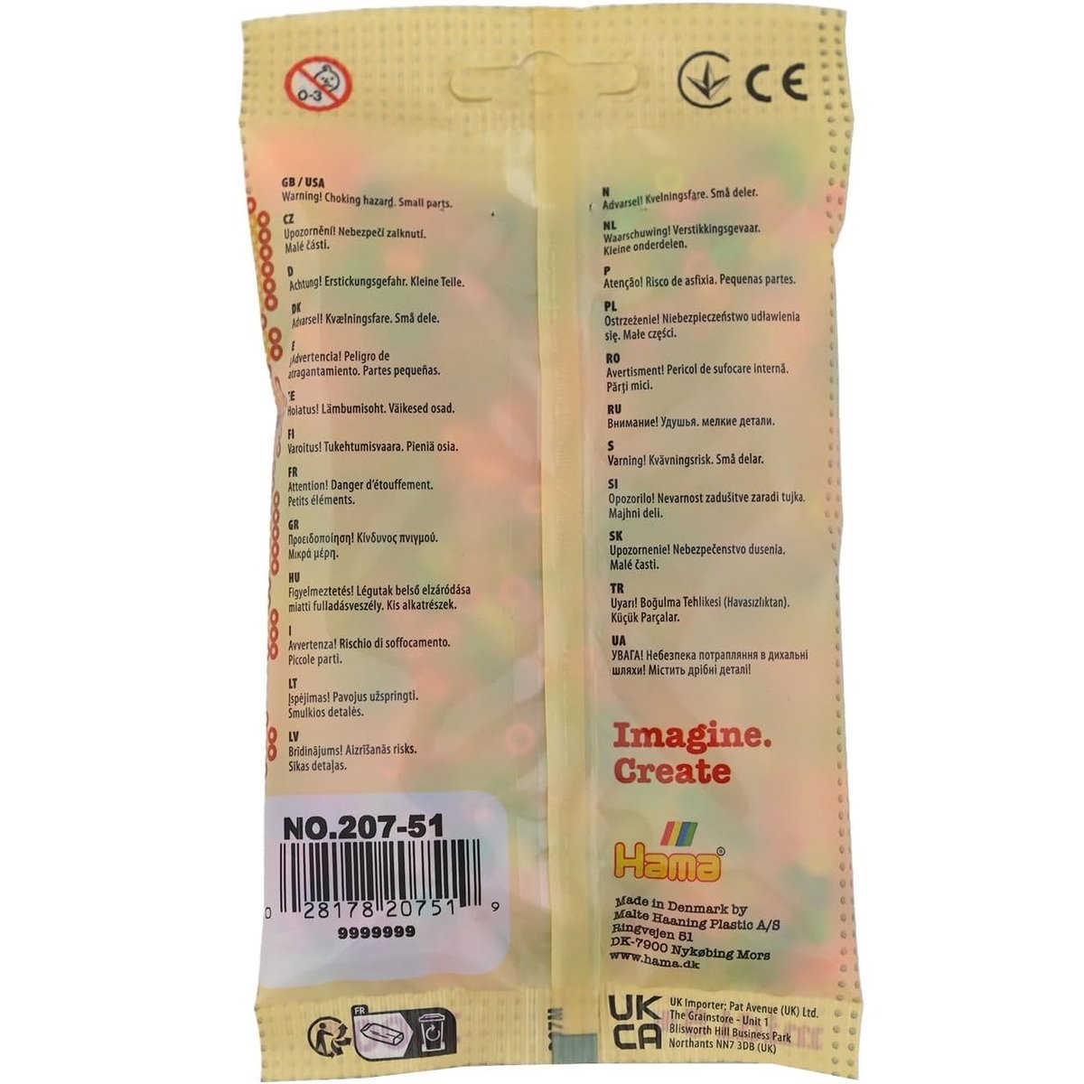 Sachet 1000 perles plastique Midi néon mix rouge, HAMA