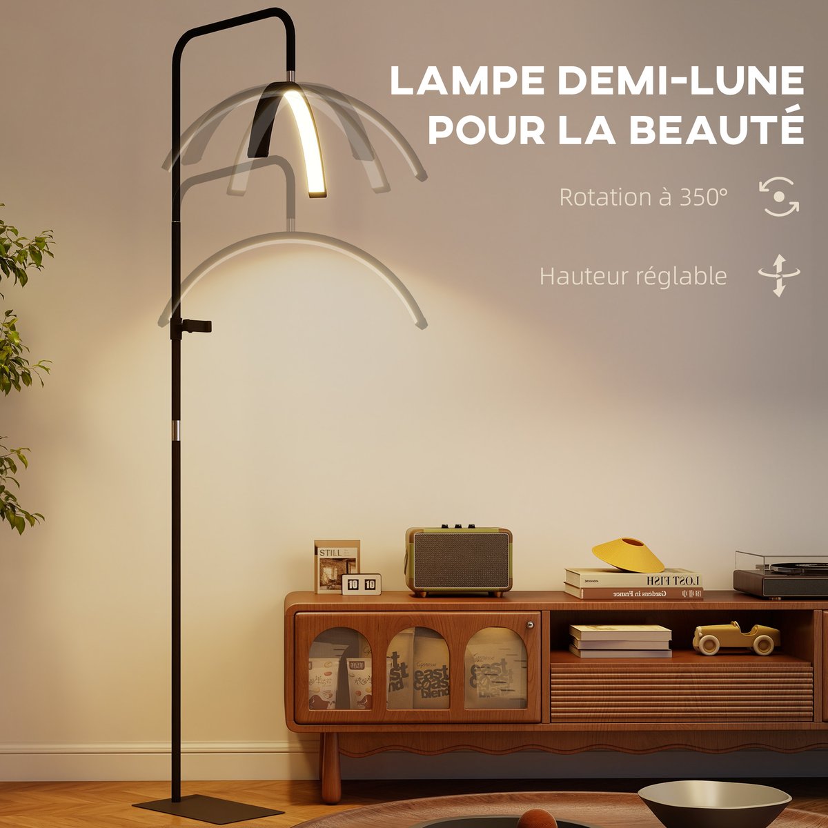Lampadaire Acier et plastique Noir noir, HOMCOM