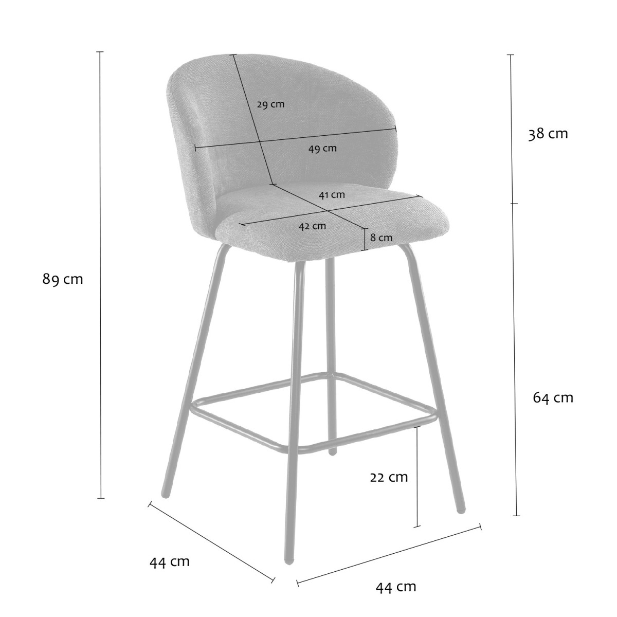 Lot de 2 tabourets - SORREL gris anthracite, CALICOSY