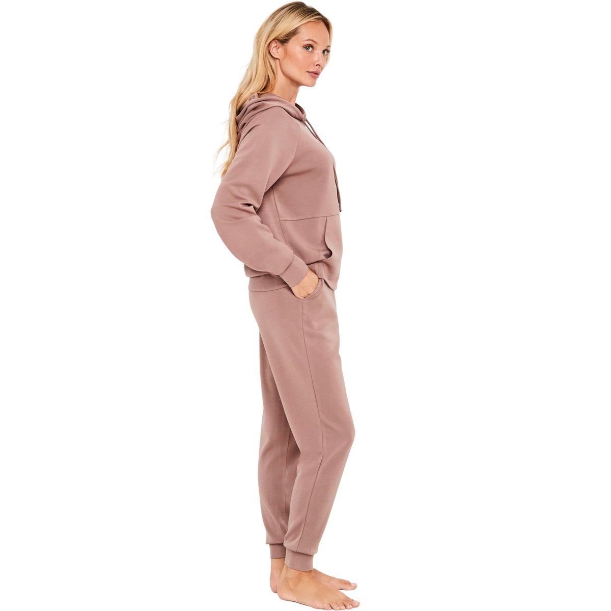 Pyjama pantalon jogger sweat à capuche Modal Flow rose, SELMARK
