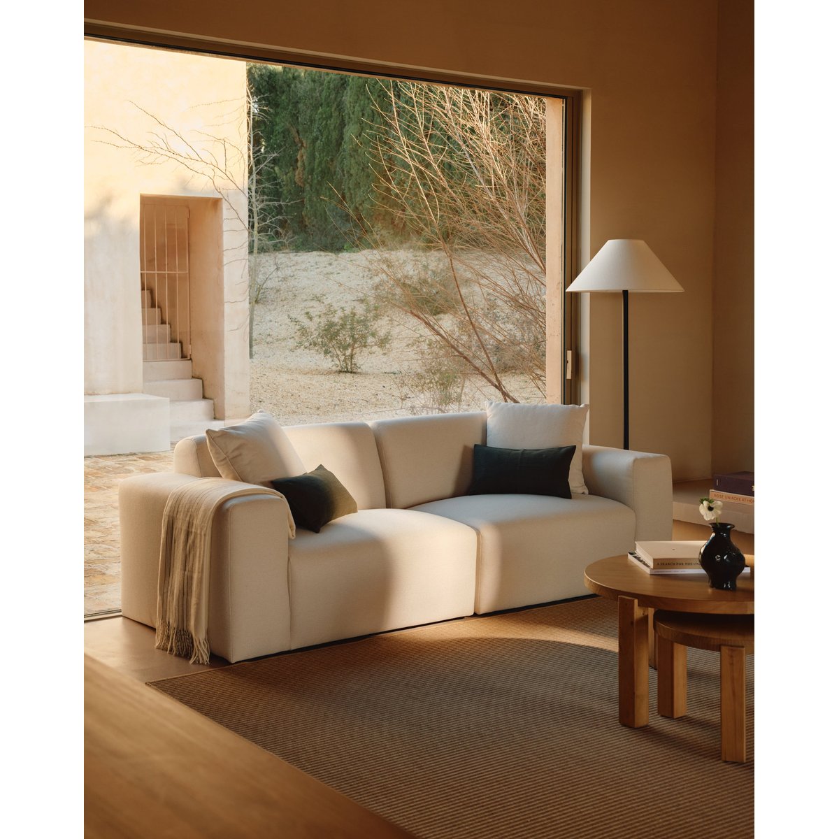 Canapé beige en tissu de polyester recyclé - ENZO beige, HANNUN