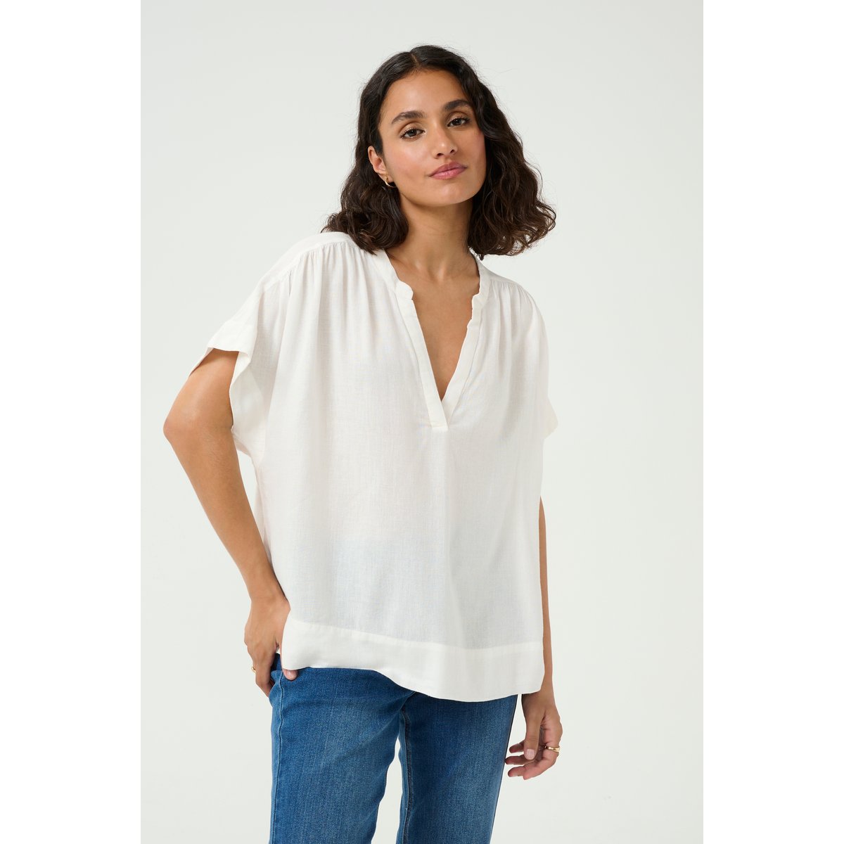 Blouse à manches courtes blanc chalk, KAFFE