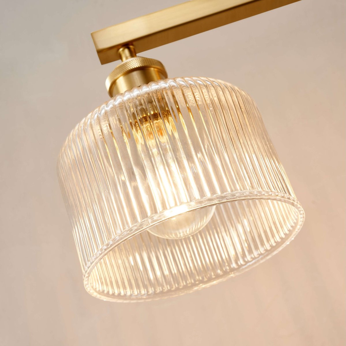 Suspension linéaire verre strié - AURÉLINE transparent et laiton, KOSILUM