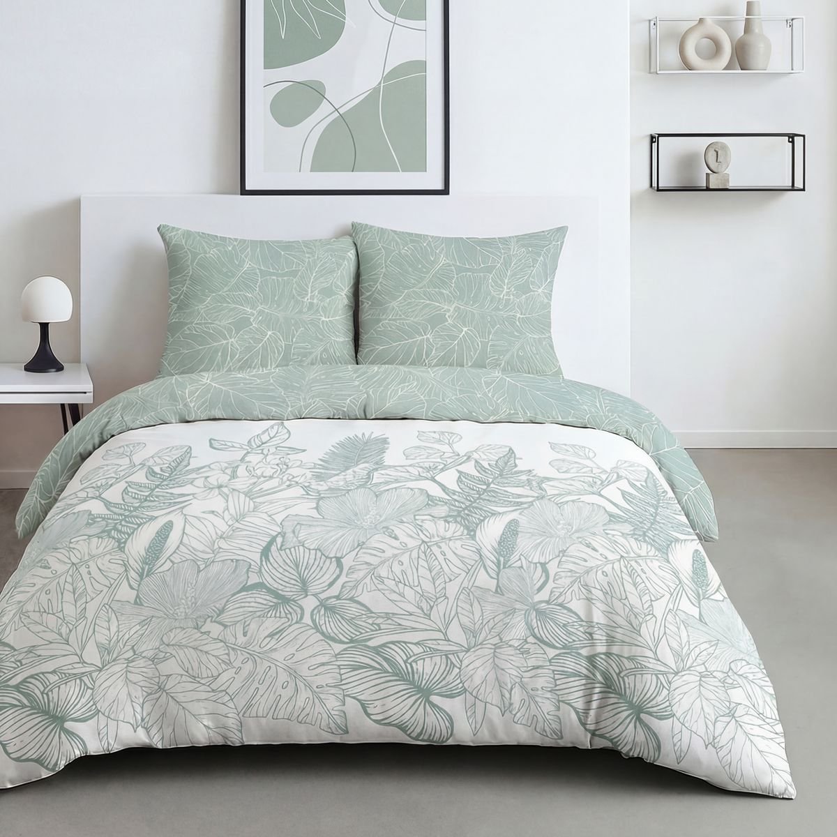 Parure de lit imprimé Floral SUNSHINE DORIANE blanc, TODAY