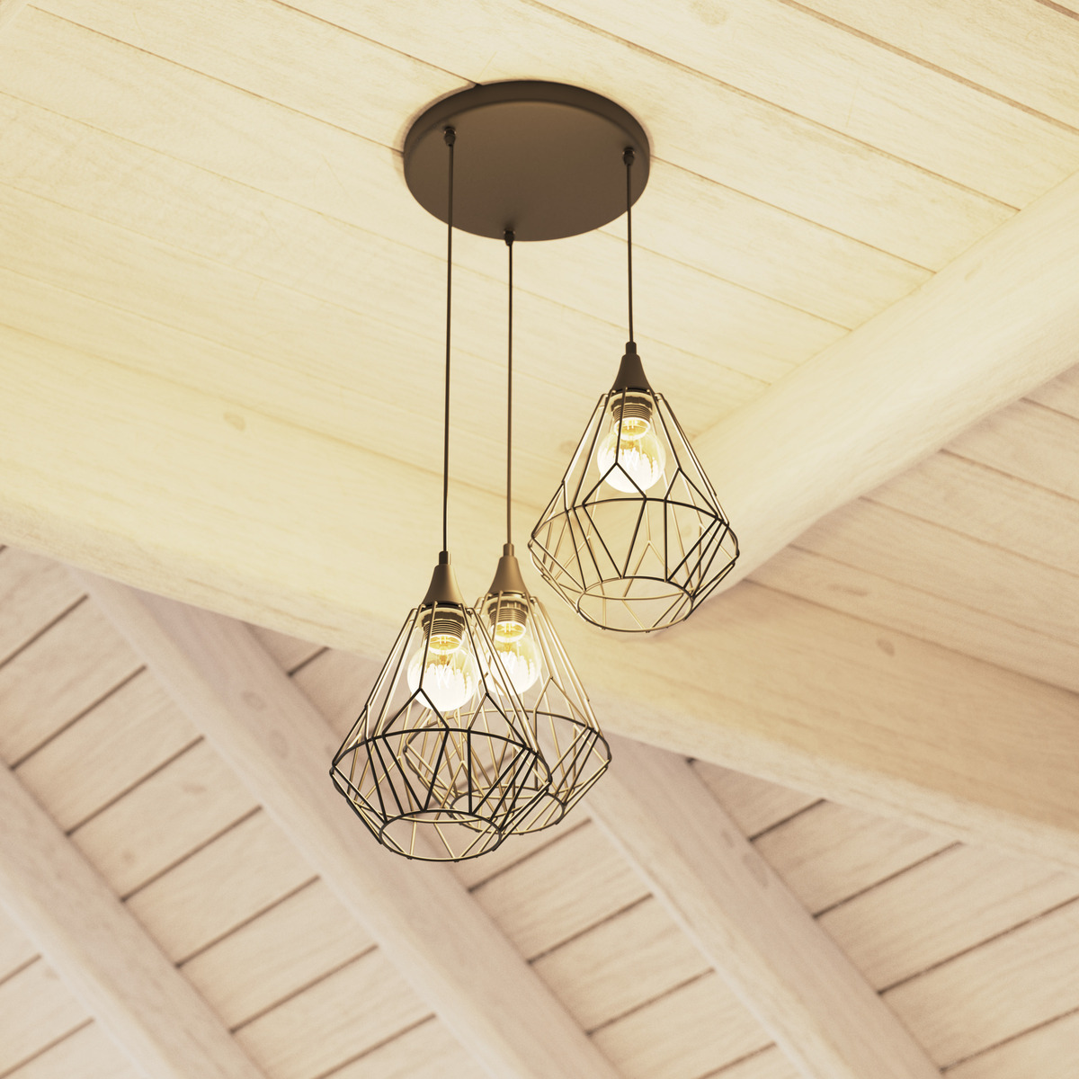 Suspension filaire 3 spots métal KAORE noir, ATMOSPHERA