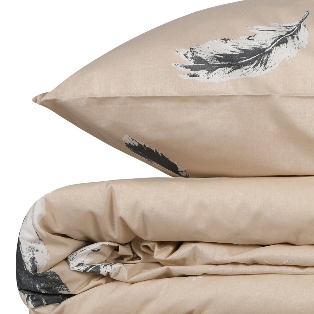 Parure housse de couette coton imprimée plumes, Feather multicolore, C DESIGN HOME TEXTILE