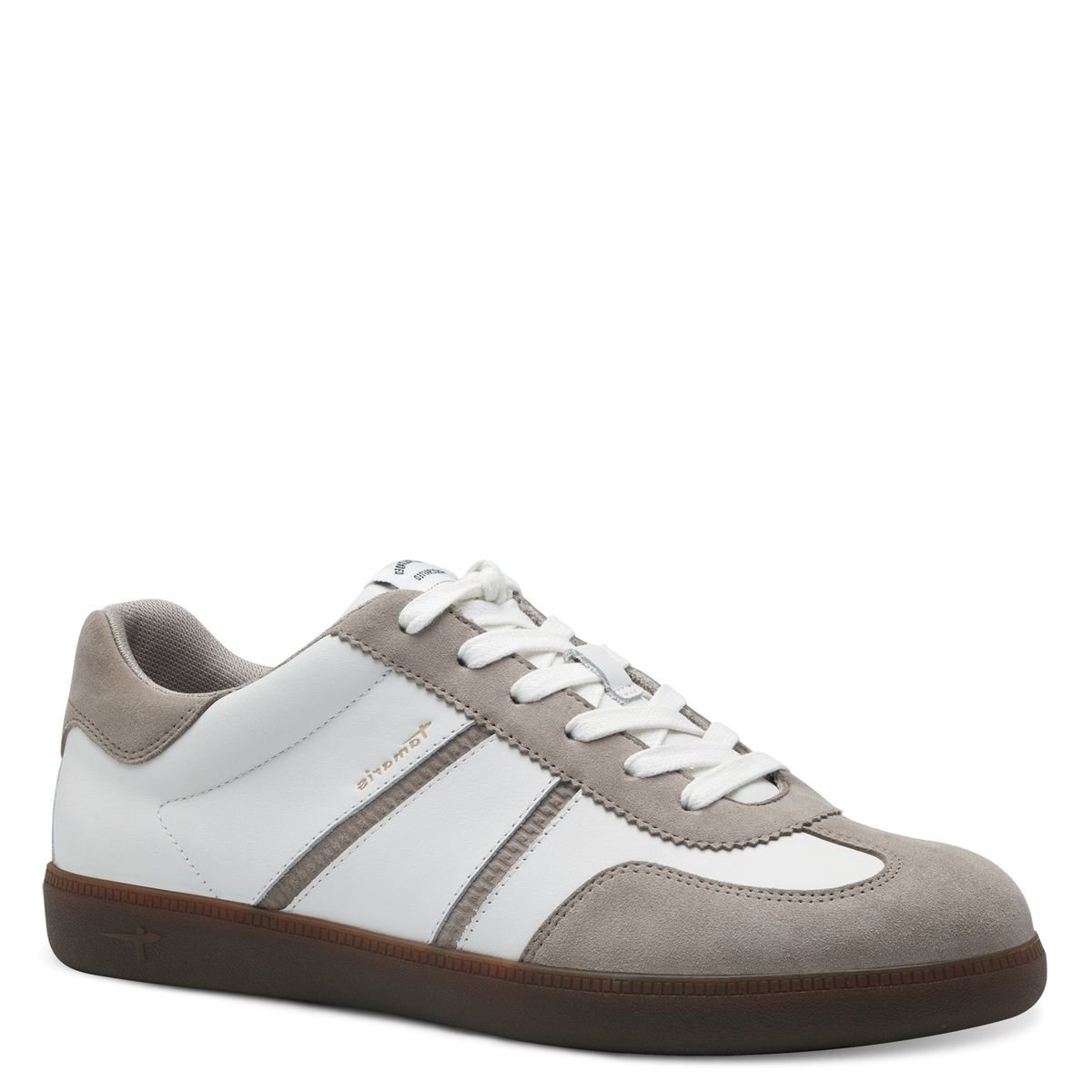 Baskets cycliste en cuir blanc cassé combiné, TAMARIS