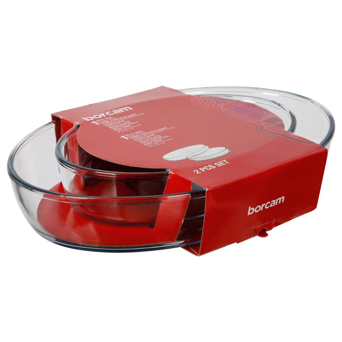 Lot de 2 plats ovales en verre BORCAM transparent, 5FIVE SIMPLY SMART