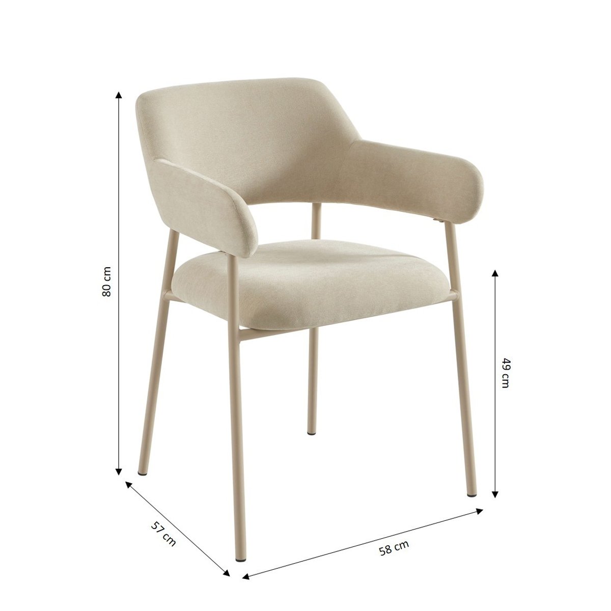 Fauteuils repas tissu glacé (lot de 2) IVAN beige, BAÏTA