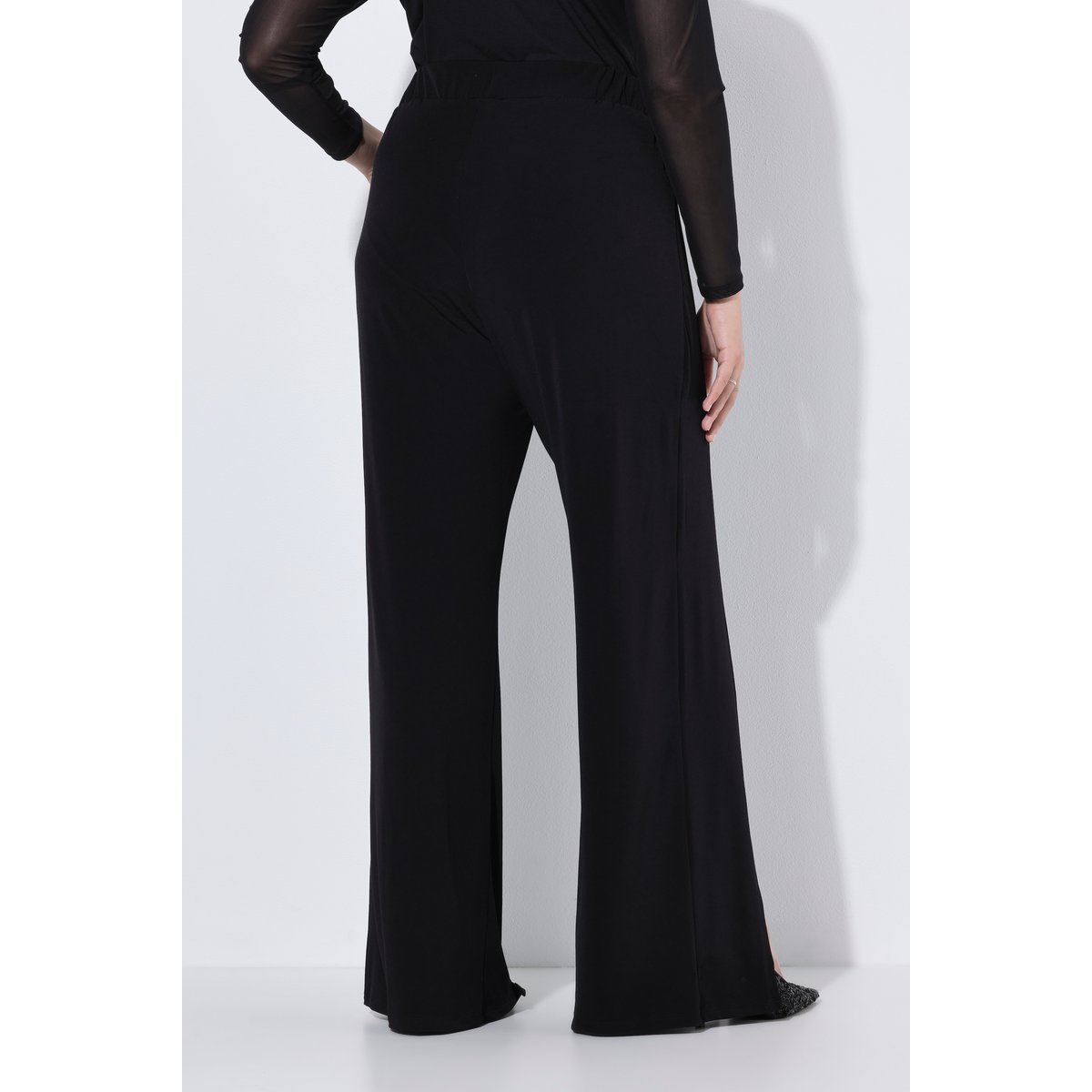 Pantalon jambe large, fendu à la base noir, ULLA POPKEN