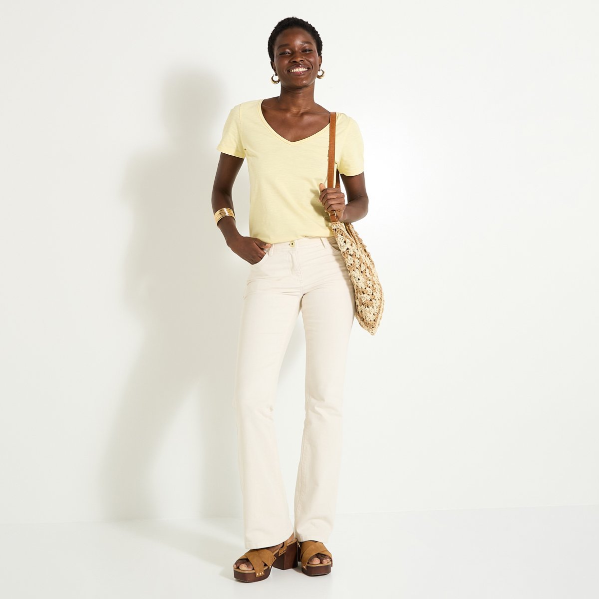 Jean bootcut BALI B01 blanc cassé ecru, GRAIN DE MALICE