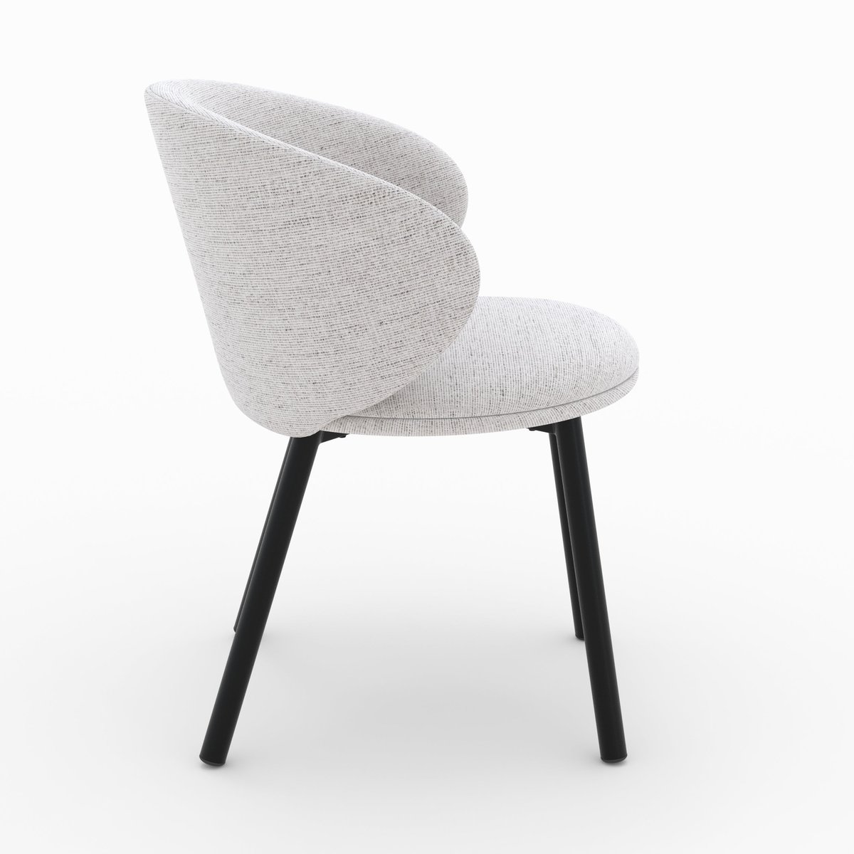 Lot de 2 chaises en tissu chiné et pieds - CÉCILIA gris clair chiné, MAISON PAVANE