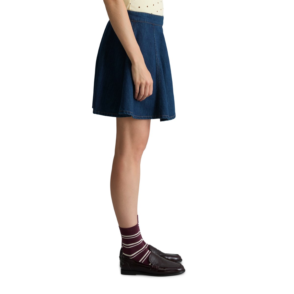 Mini-jupe évasée en jean réalisé avec Orange Fiber bleu, MARC O’POLO DENIM