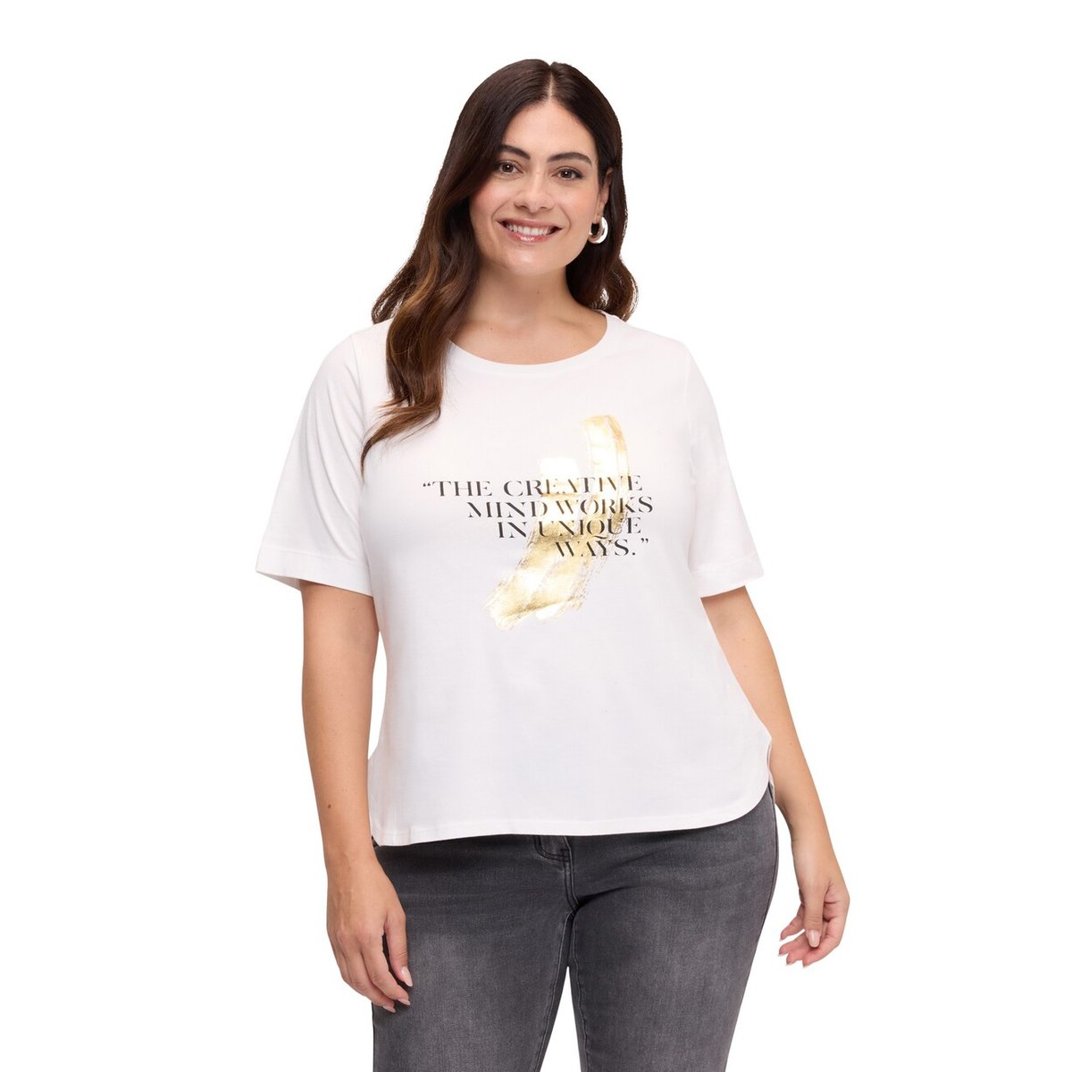 T-shirt avec inscription et imprimé blanc, FIORELLA RUBINO