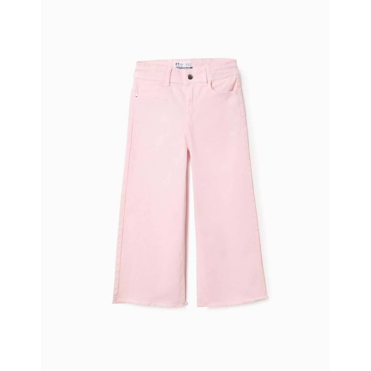 Pantalon en Serge Large avec Ourlets Effilochés rose clair, ZIPPY