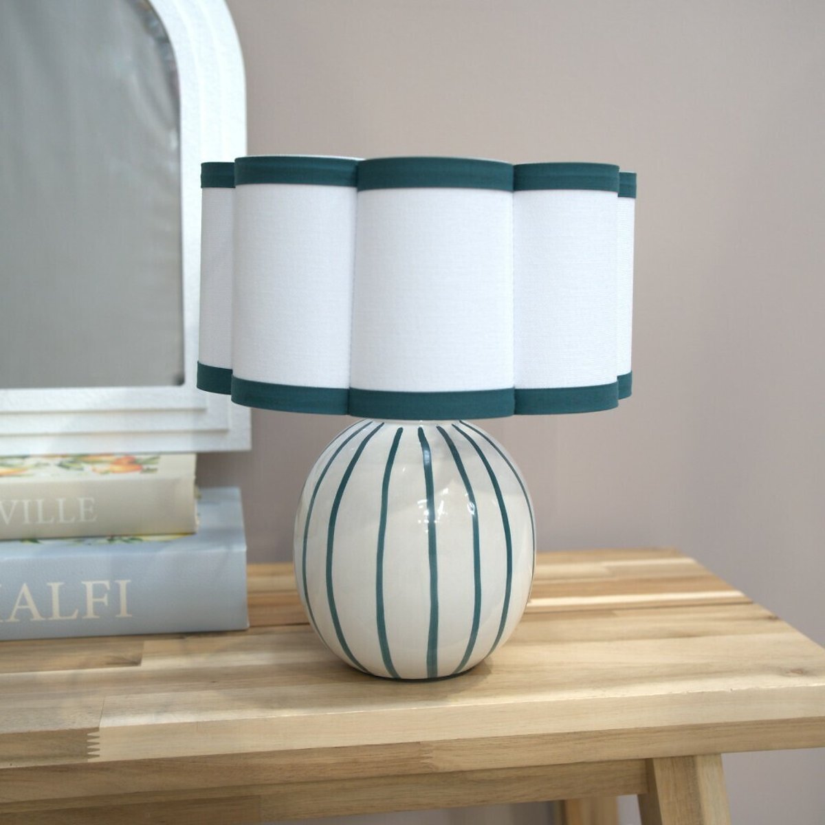 Reeva Stripe Ceramic Table Lamp green, SO'HOME
