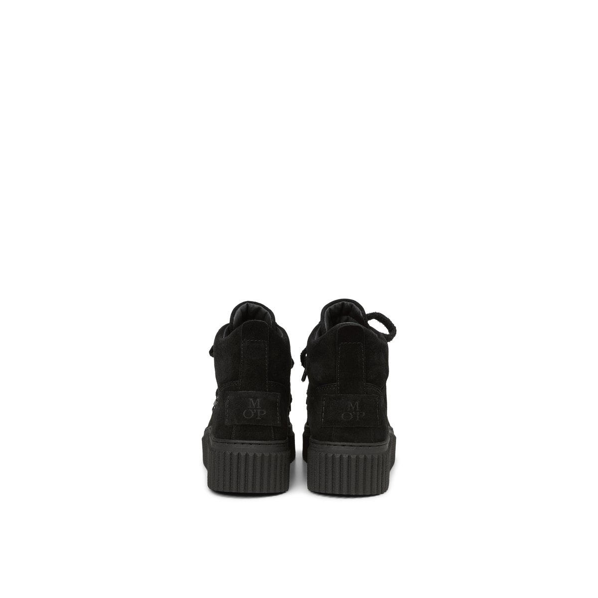 Bottes à lacets modèle Bianca avec semelle compensée rainurée marquante noir, MARC O'POLO
