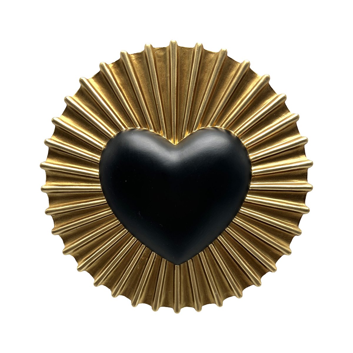 Déco murale coeur soleil 15.5cm noir, EMDE