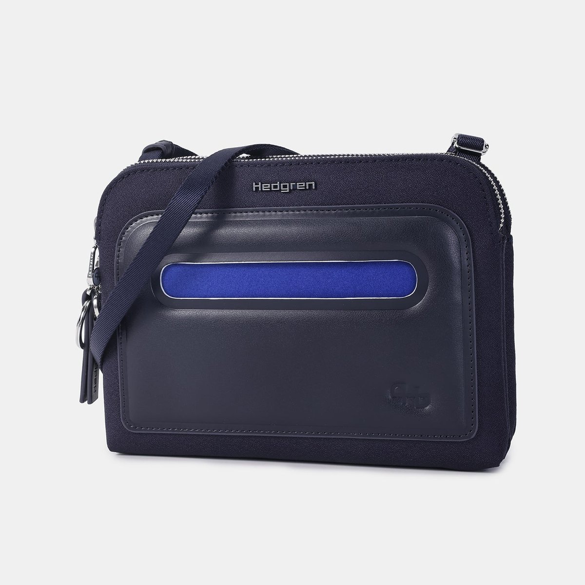 Sac bandoulière fin double compartiment sécurisé peacoat blue, HEDGREN
