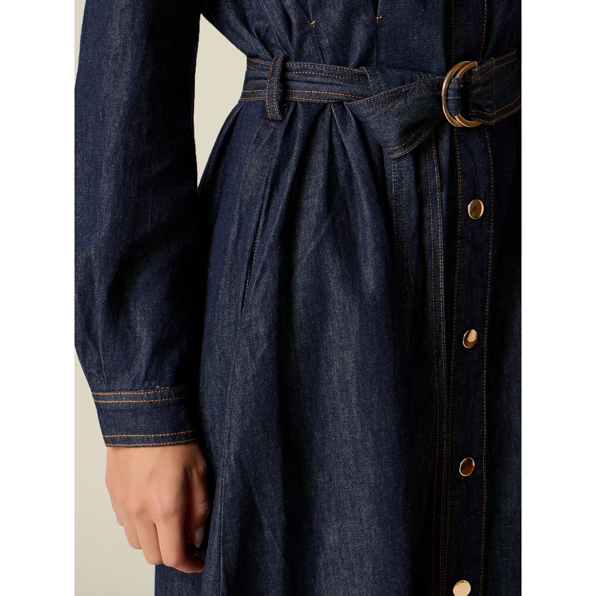 Robe chemisier avec ceinture bleu, OLTRE