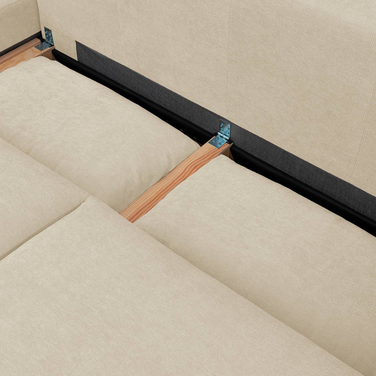 Canapé d'angle convertible réversible 3 places tissu chenille avec coffre THEO beige, SWEEEK