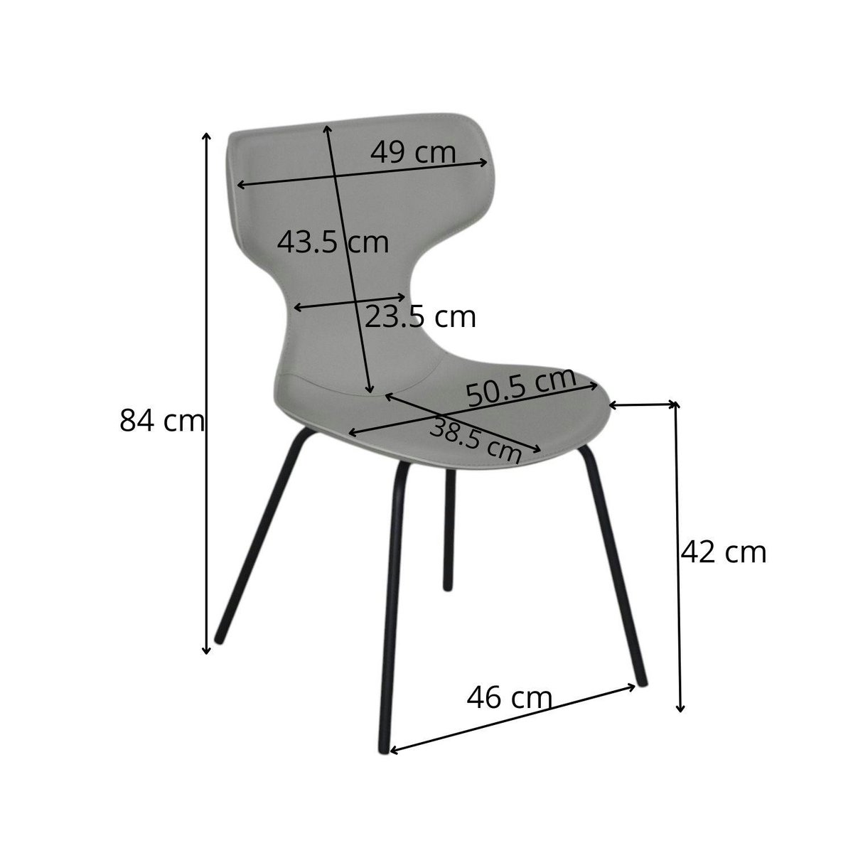 Chaise noire avec dossier en T, revêtement nettoyable (lot de 2) LOMBARDIE noir, PIER IMPORT