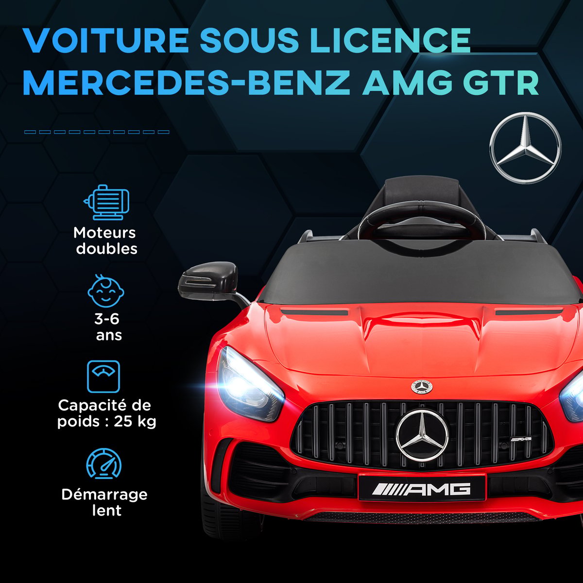 Voiture électrique à conducteur assis Métal rouge, AIYAPLAY