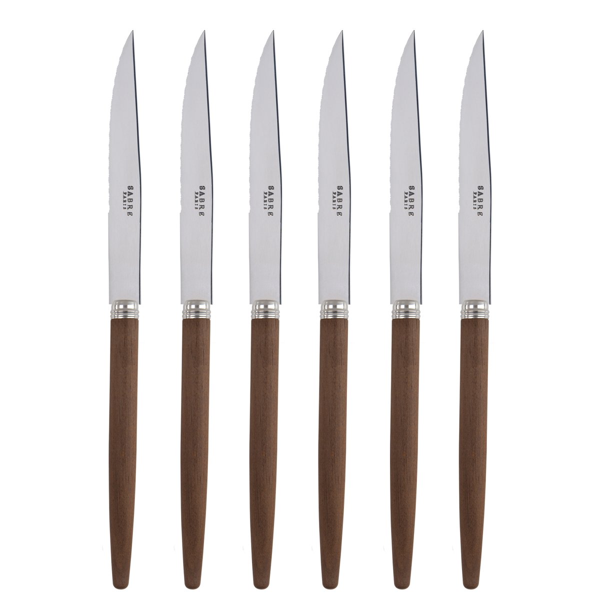 Set de 6 couteaux à steak, Jonc bois foncé, SABRE