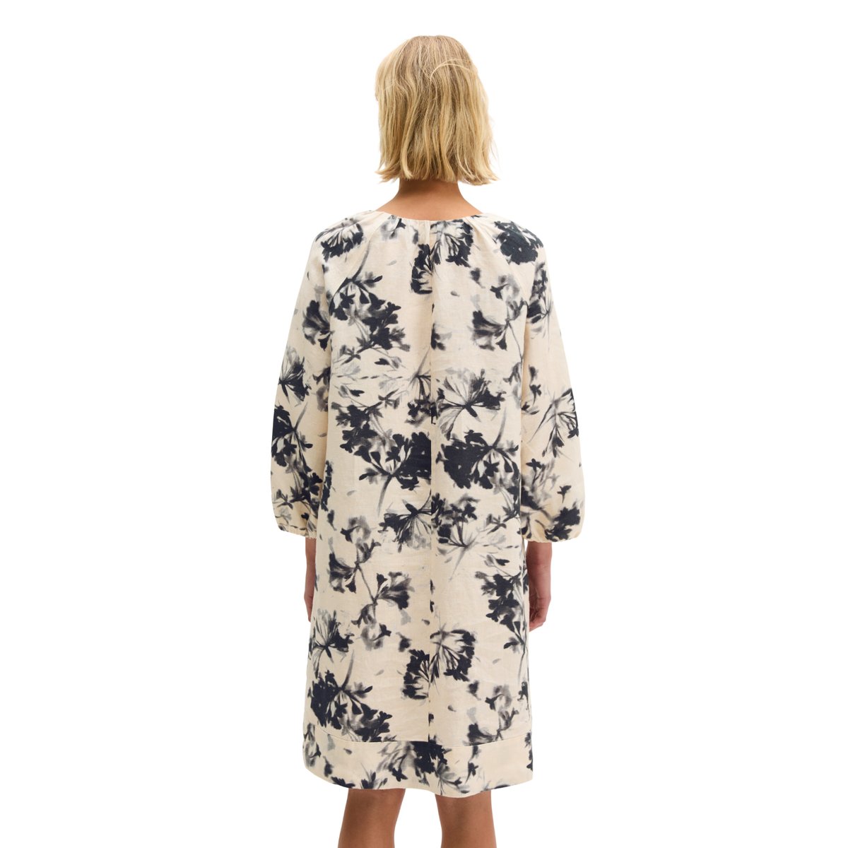 Robe courte en lin A-Shape avec encolure froncée naturweiß, MARC O'POLO