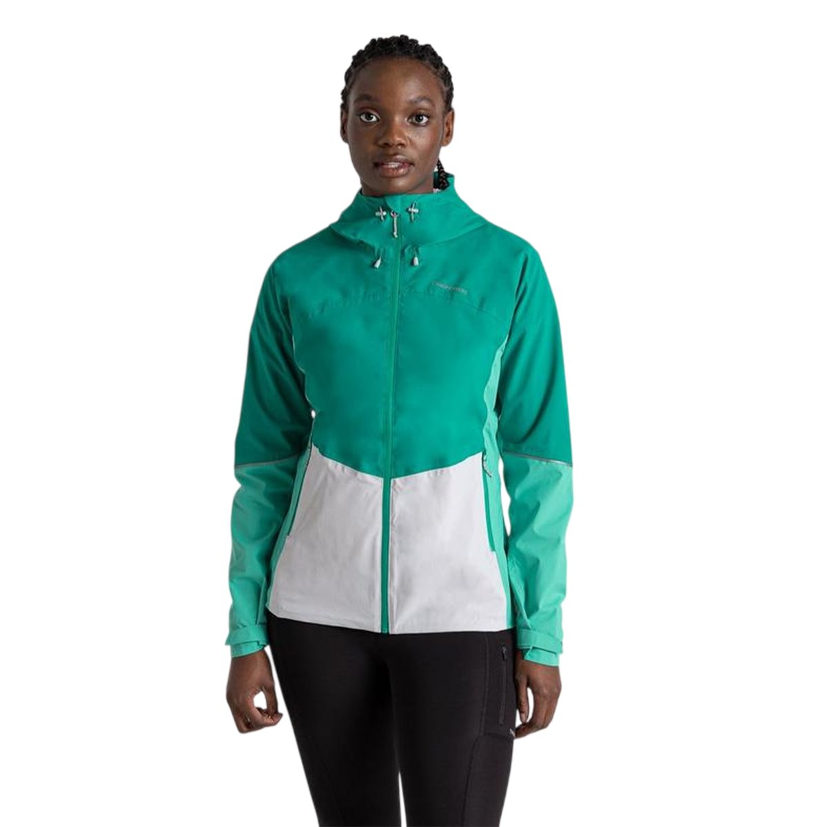 Coupe-vent à capuche motif/style blocs de couleurs JAMILA vert turquoise / vert sarcelle / blanc, CRAGHOPPERS