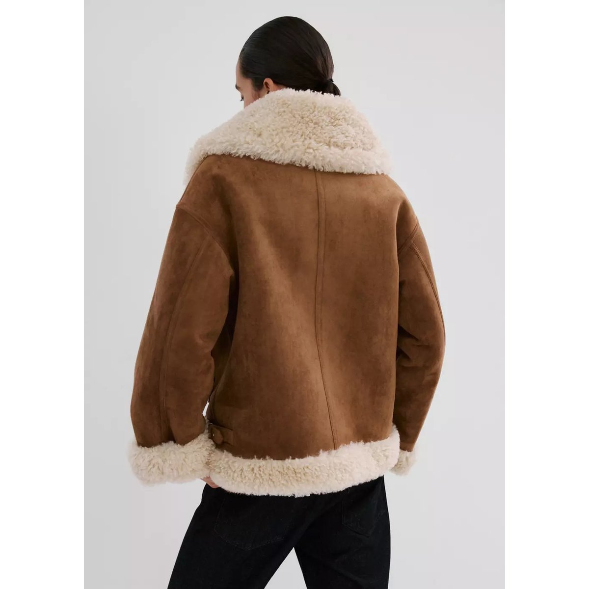 Veste double face effet mouton marron, MANGO