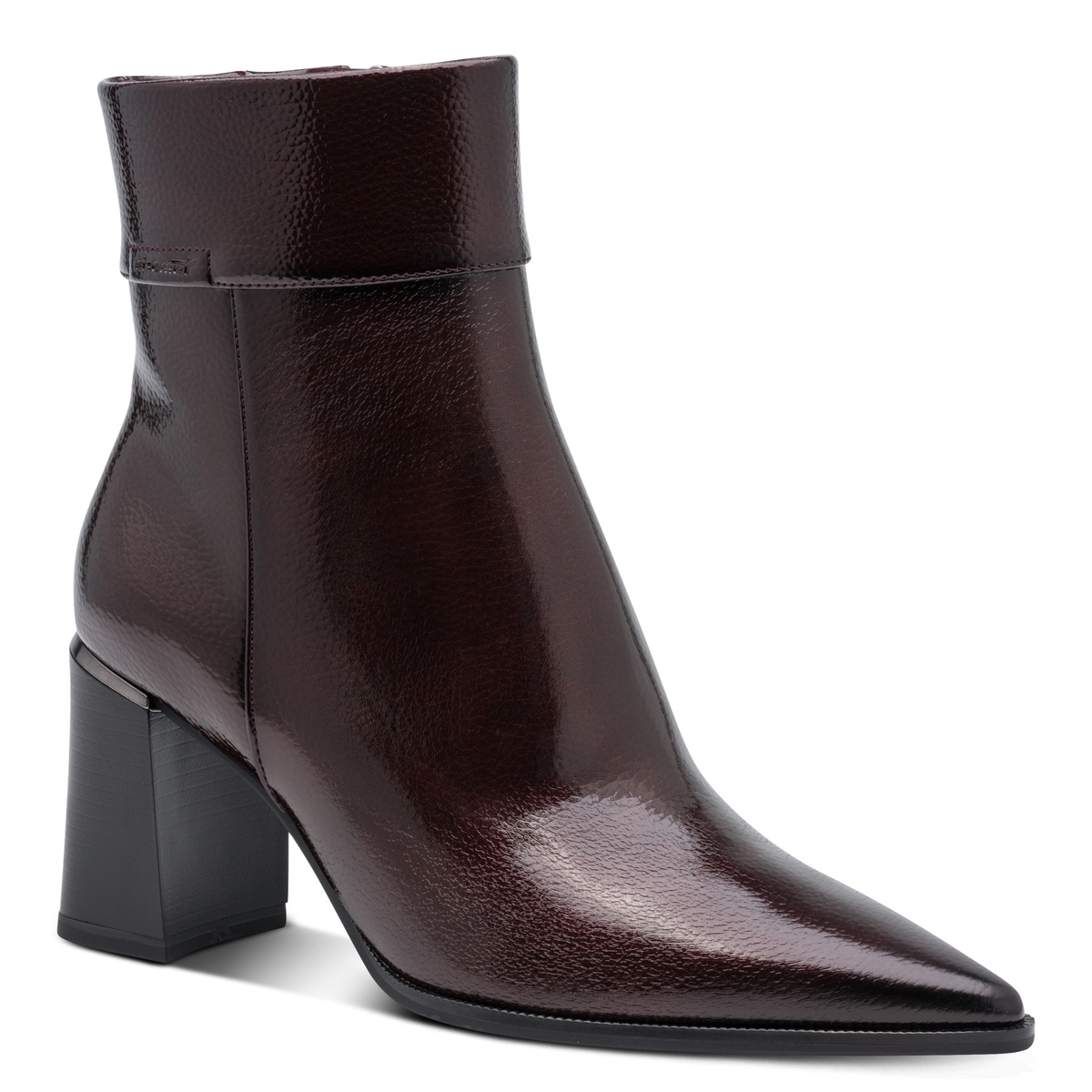 Bottine talon bloc violet fauve nacré, TAMARIS