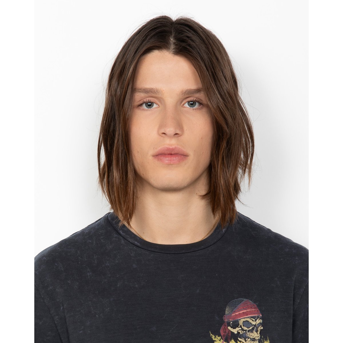 T-shirt biker, effet flammé noir délavé, SCHOTT