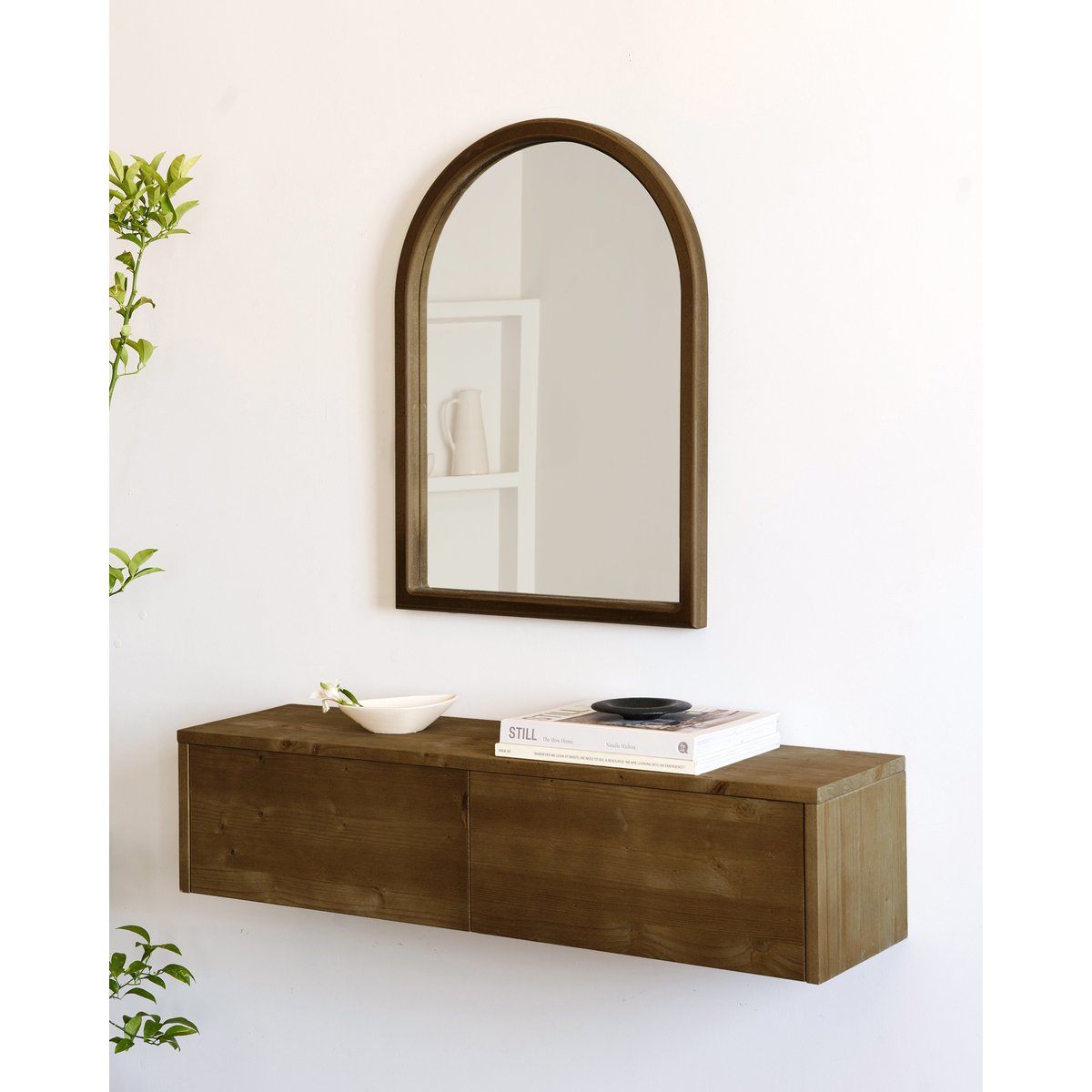 Miroir arqué fait main marron clair - KATIA noyer, HANNUN