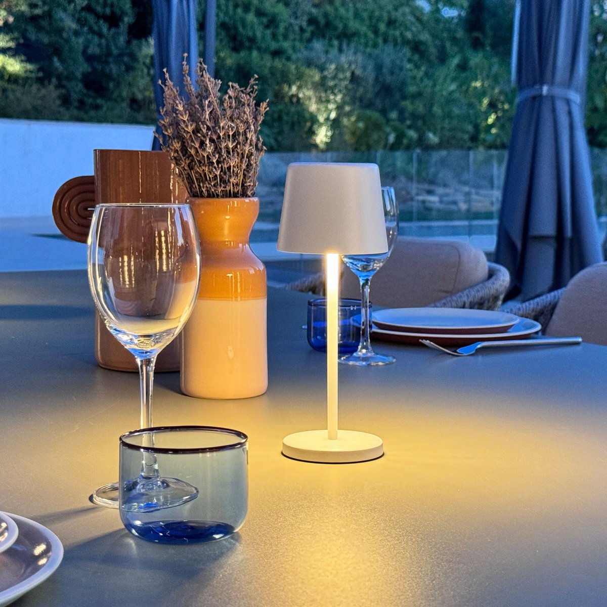 Lot de 6 Lampes de table avec socle 6x KELLY MINI blanc, LUMISKY