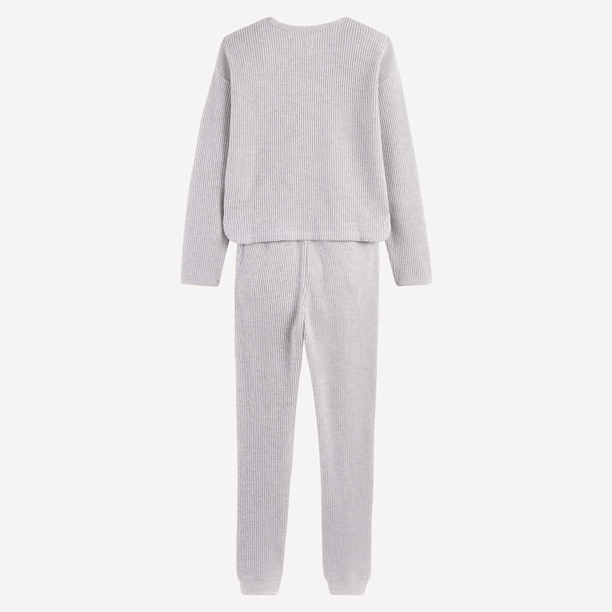 Pyjama en nid d'abeille gratté gris chiné, LA REDOUTE COLLECTIONS