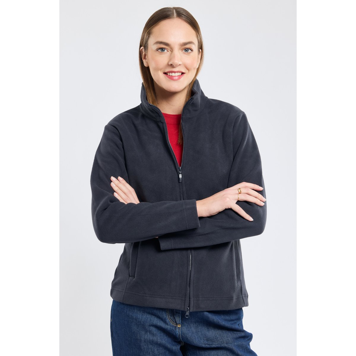Veste polaire double zip à col montant r.navy/blanc/r.navy, ARMOR-LUX
