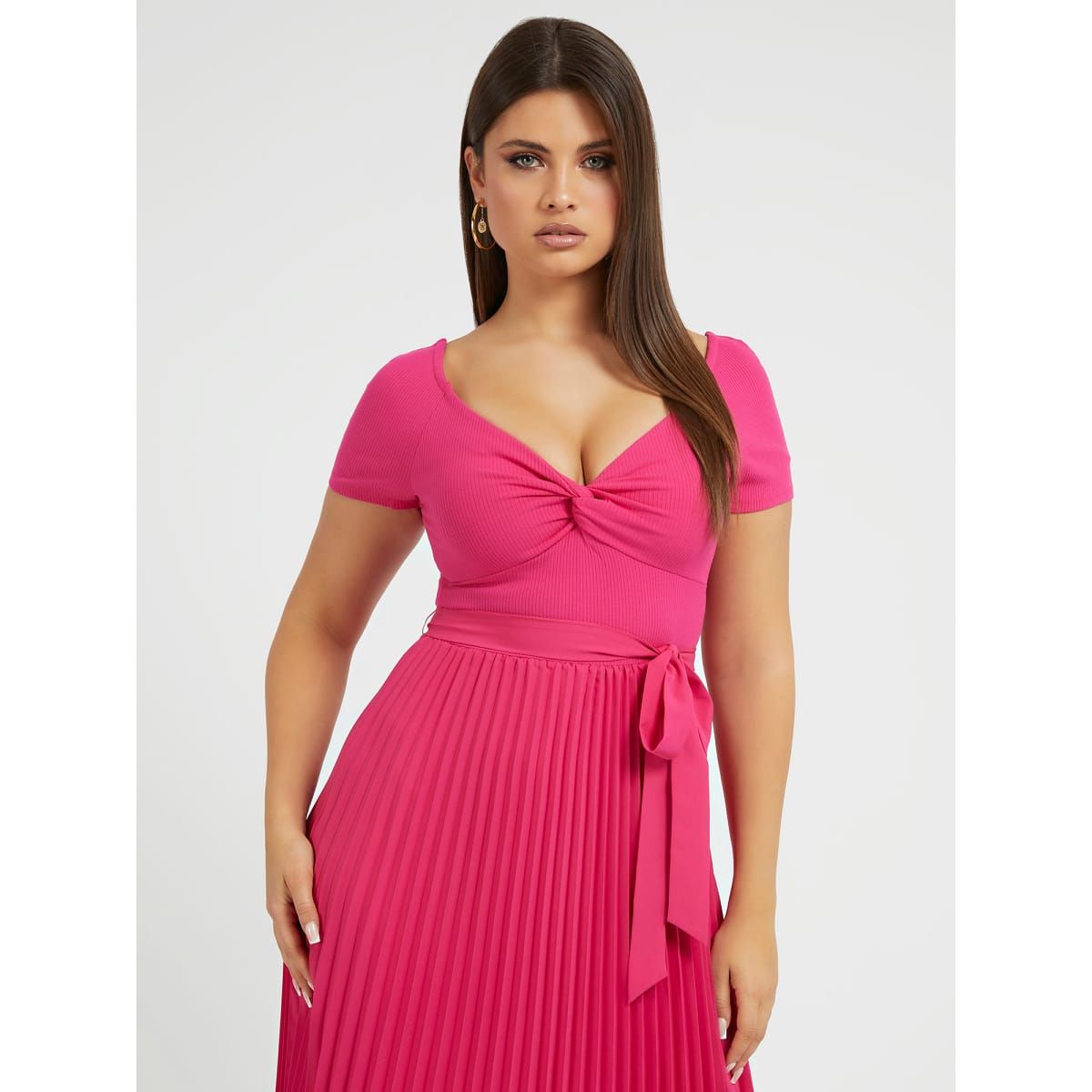 GUESS Robe pull plissée fuchsia, GUESS