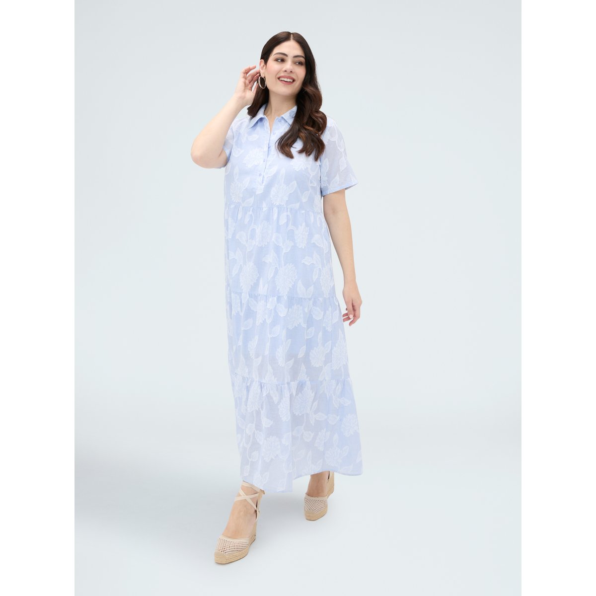 Robe longue chemise bleu, FIORELLA RUBINO